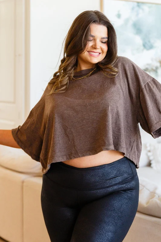 Hazel Blues® |  Can't Handle It Cropped T-Shirt-- Hooded Caped Shawl Collar