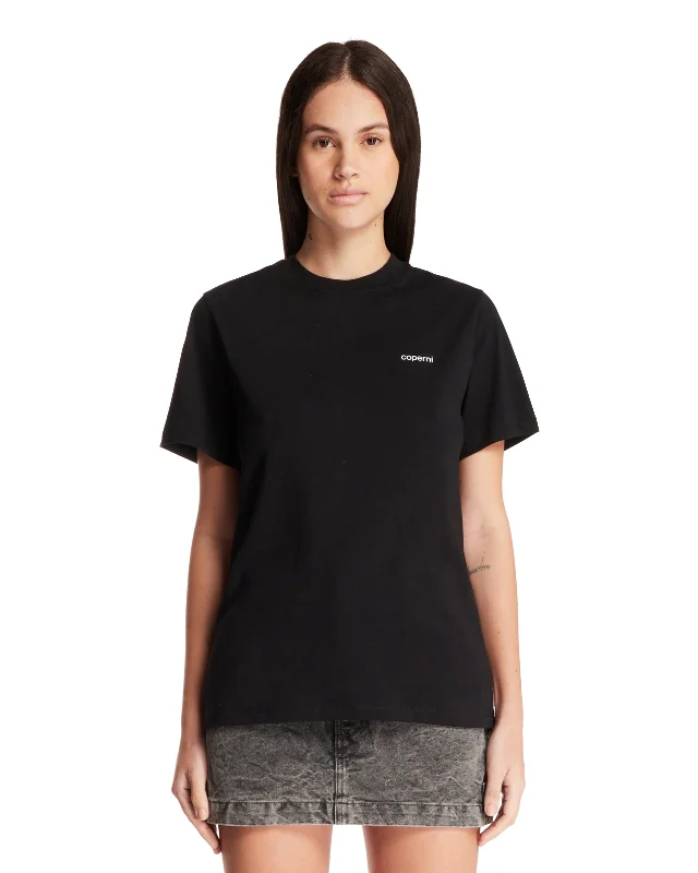 T-Shirt Con Logo Nera-- Terry Blend Velvet Blend Canvas Blend
