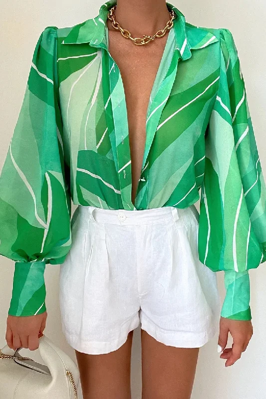 RUNAWAY THE LABEL Womens Fleetwood Blouse Green Rowena Chic Wrap Blouse