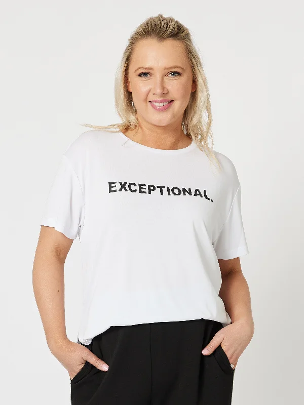 Exceptional T-Shirt - White-- Satin Fabric Silk Fabric Chiffon Fabric