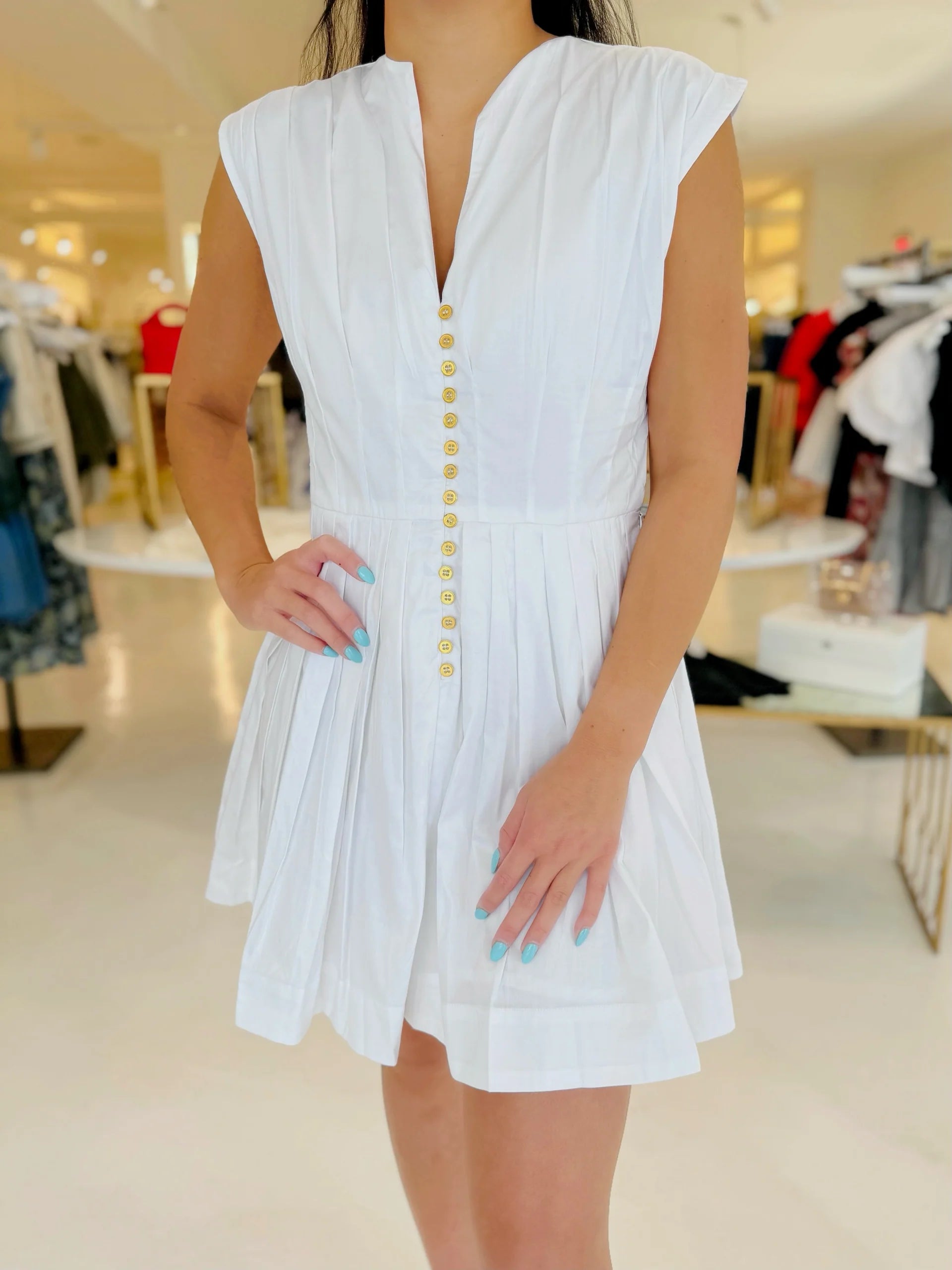 Selena Mini Dress White - Karina Grimaldi Comfortable Polka Dot Mini Dress