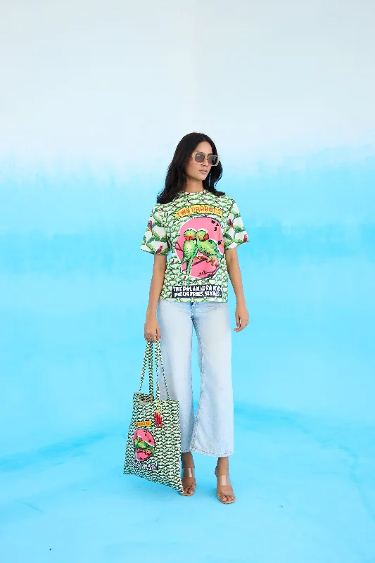 Ivory Parakeet T-Shirt-- Terry Blend Velvet Blend Canvas Blend