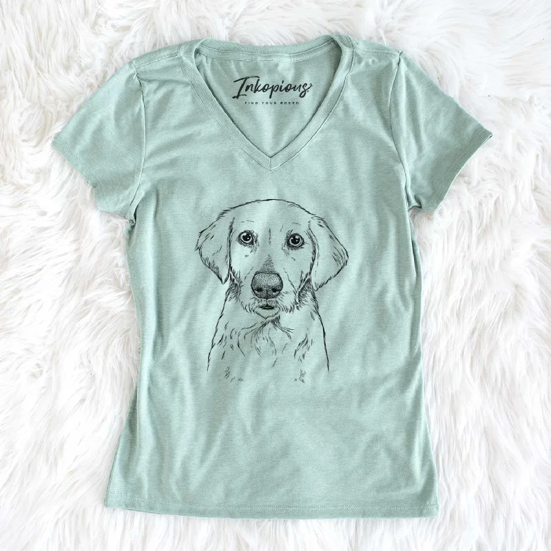 Bare Marley Sue the Labradoodle - Women's V-neck Shirt-- Fitted T-Shirt Seamless Stretchy Bare Marley Sue the Labradoodle - Women's V-neck Shirt-- Fitted T-Shirt Seamless Stretchy