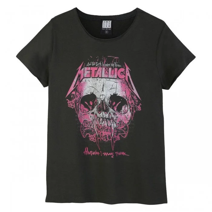 Amplified Womens/Ladies Wherever I May Roam Metallica T-Shirt-- Ribbed T-Shirt High Neck Heavyweight Amplified Womens/Ladies Wherever I May Roam Metallica T-Shirt-- Ribbed T-Shirt High Neck Heavyweight