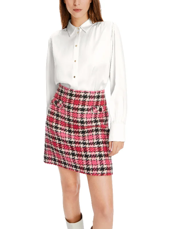 MARC CAIN White Shirt-- Solid Print Embellished