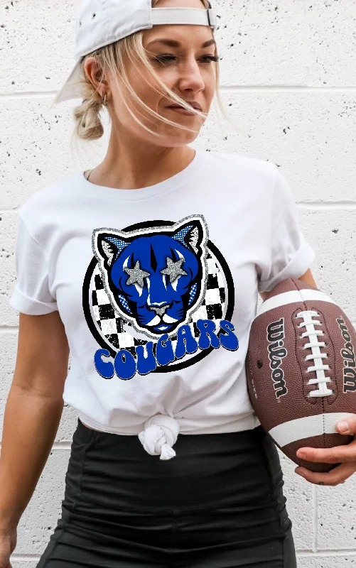 Hazel Blues® |  Cougars Graphic Softstyle T-Shirt-- Print Jacquard Patchwork