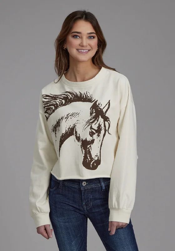 Roper Womens Large Horse Head Cream 100% Cotton L/S T-Shirt-- Chenille Fabric Brocade Fabric Lace Fabric Roper Womens Large Horse Head Cream 100% Cotton L/S T-Shirt-- Chenille Fabric Brocade Fabric Lace Fabric