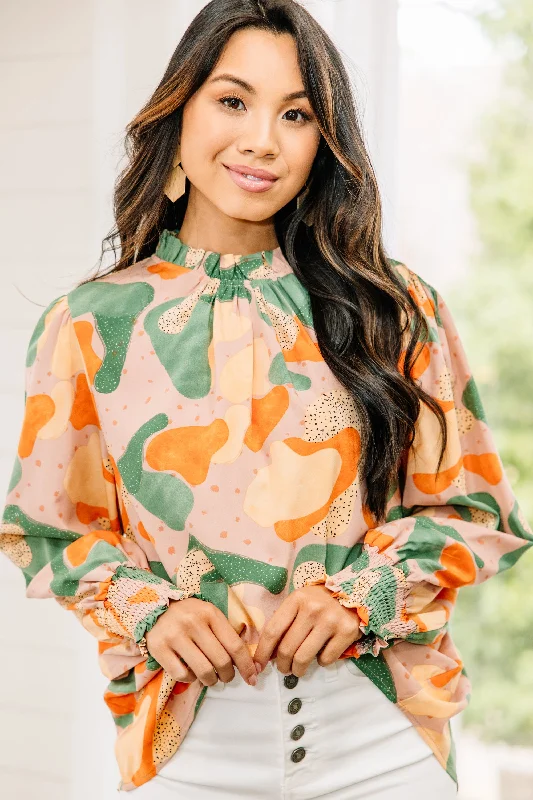 Can't Help Yourself Blush Pink Watercolor Blouse Floral Chiffon Blouse