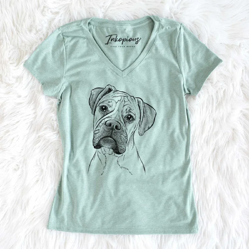 Bare Reuby the Boxer - Women's V-neck Shirt-- Cotton Fabric Linen Fabric Terry Fabric Bare Reuby the Boxer - Women's V-neck Shirt-- Cotton Fabric Linen Fabric Terry Fabric