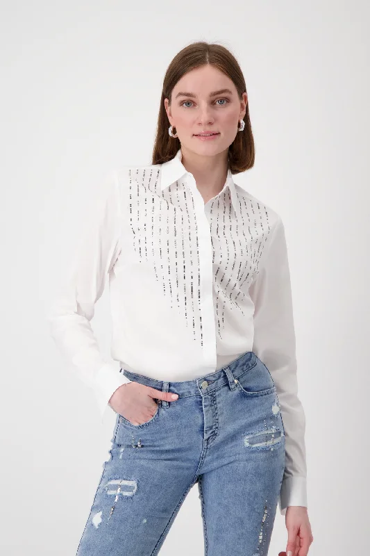 MONARI White Sequin Shirt-- Oversized T-Shirt Spandex breathable
