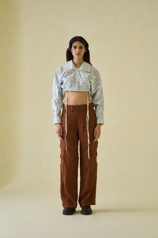 Directional Cropped Shirt-- Zippered Buttoned Snapped