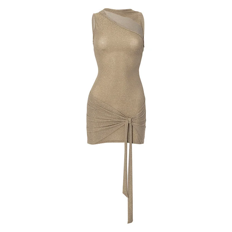 Cut Out Wrapped Waist Mini Dress Cozy Ruched Mini Dress