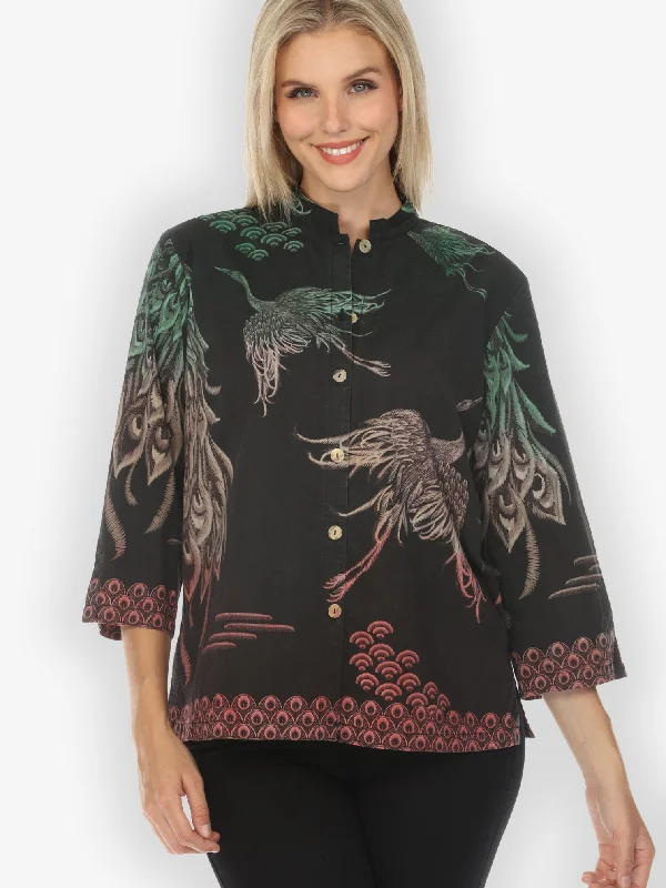 Flow Crane Silk Cotton Hand Dyed Blouse Soft Pastel Blouse