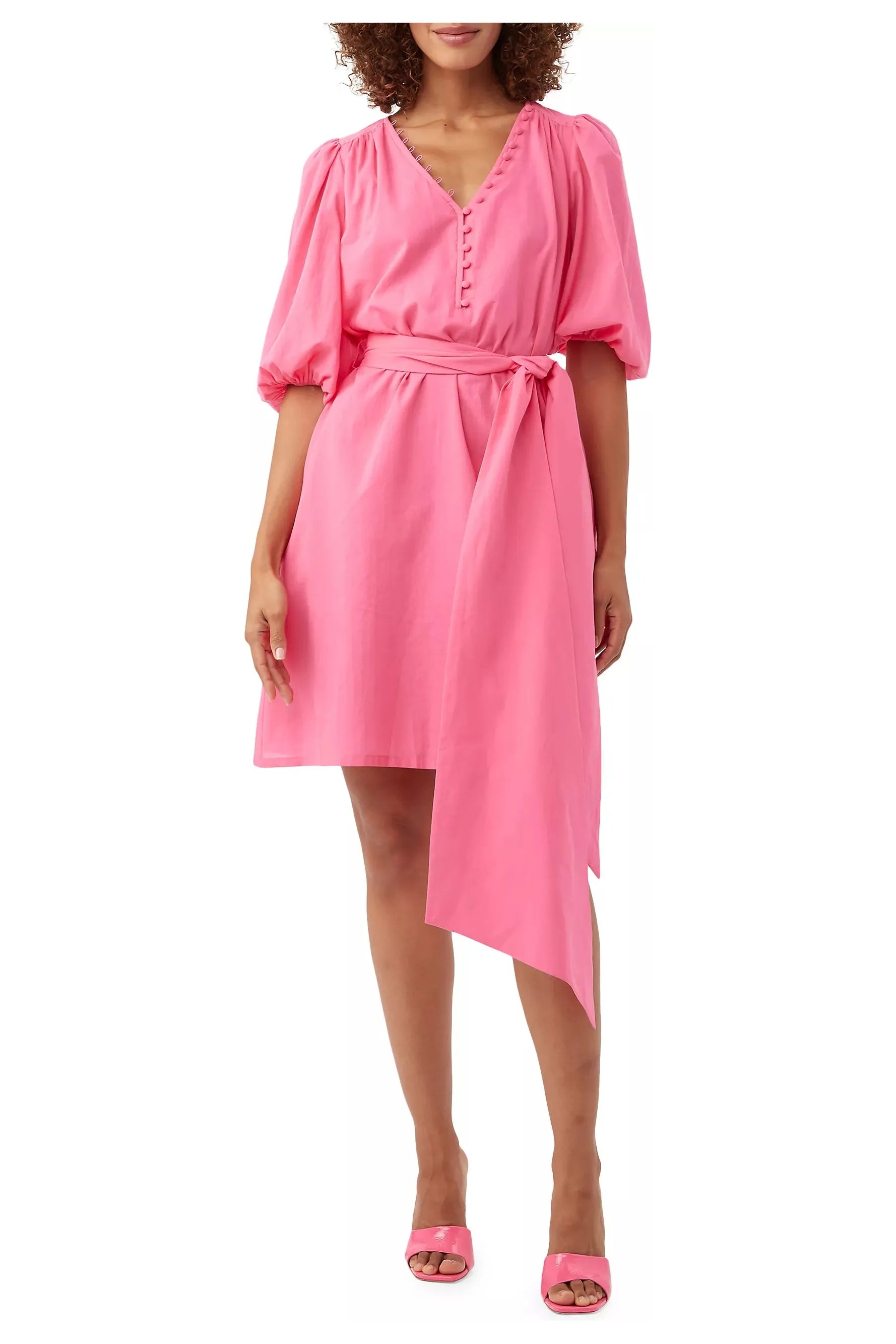 Pink Paradise Belted Malina Mini Dress Fashionable Off-Shoulder Mini Dress
