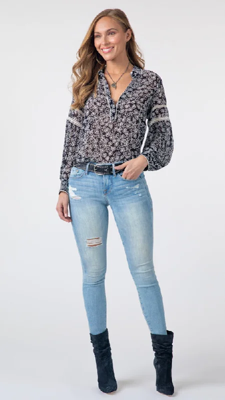 Floral Transparencies Blouse Vintage Polka Blouse