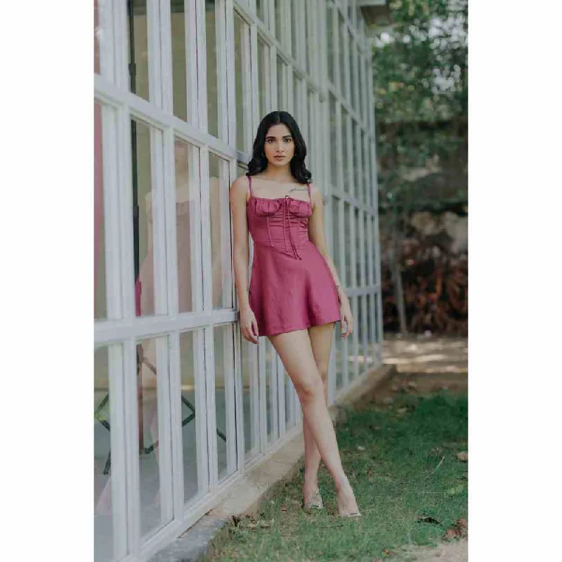 Old Marigold Daphne Wine Corset Mini Dress Comfortable Fit-and-Flare Mini Dress
