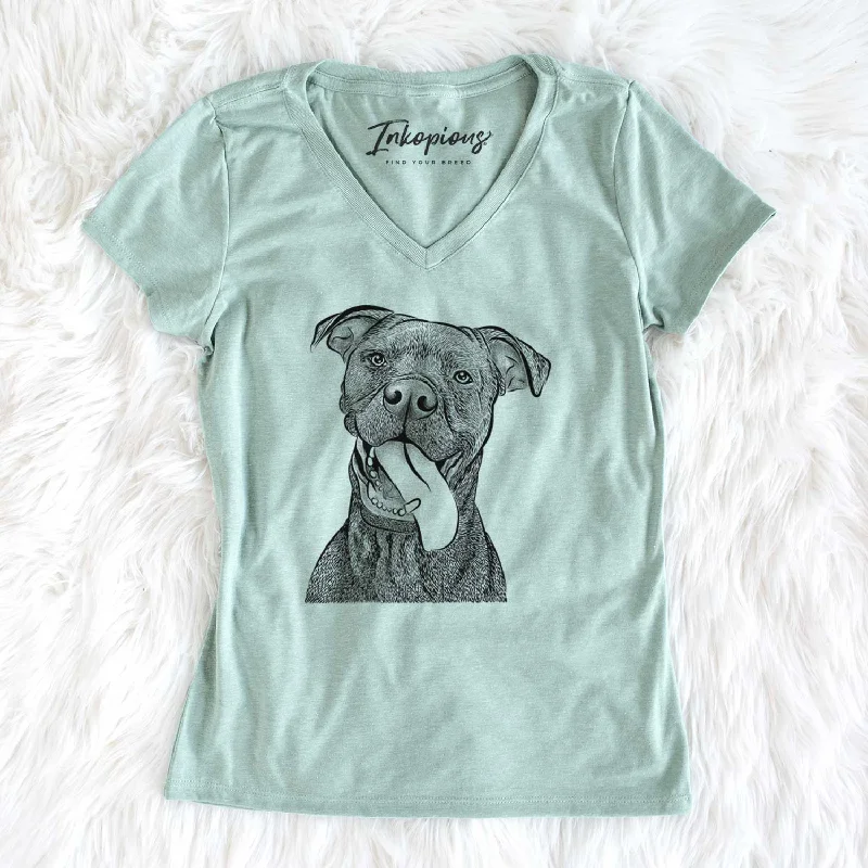 Bare Mikey the Boxador - Women's V-neck Shirt-- Thin T-Shirt Open Front Quick Dry