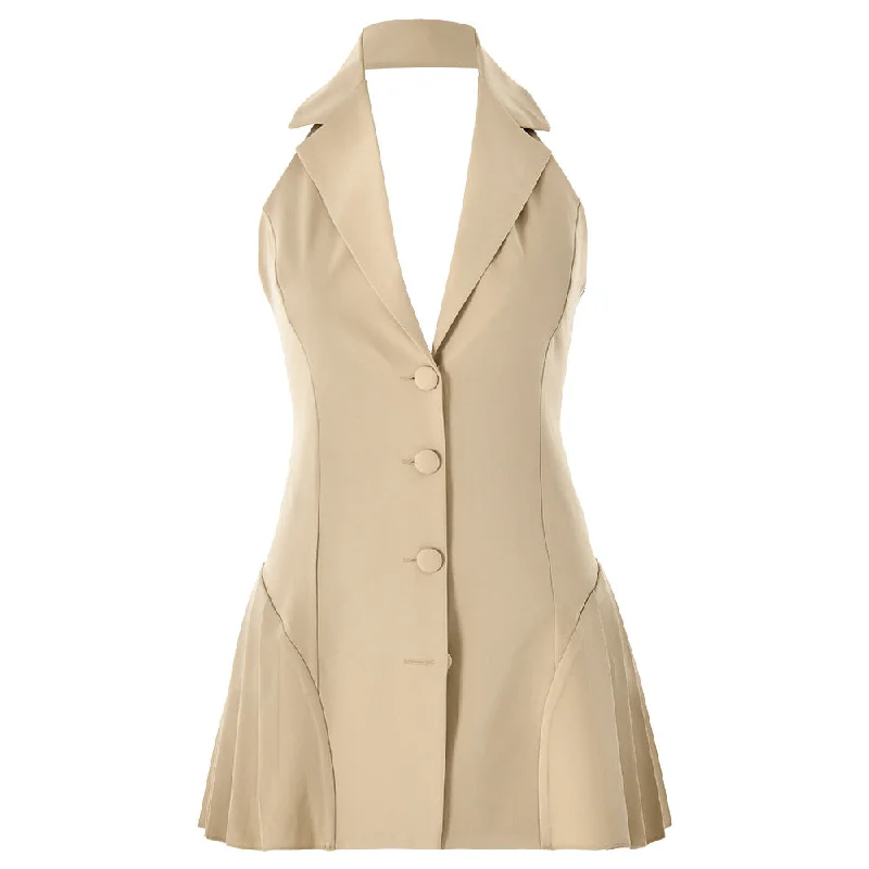 V-Neck Tuxedo Style Mini Dress Elegant Vintage Mini Dress
