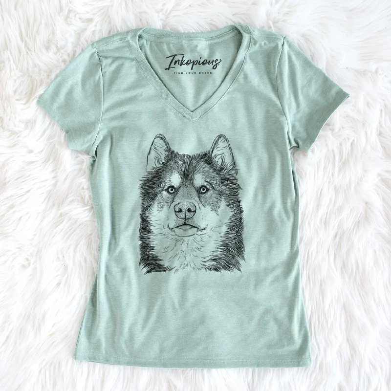 Bare Oskar the Canadian Eskimo Dog - Women's V-neck Shirt-- Lace Blend Ribbed Blend Corduroy Blend Bare Oskar the Canadian Eskimo Dog - Women's V-neck Shirt-- Lace Blend Ribbed Blend Corduroy Blend
