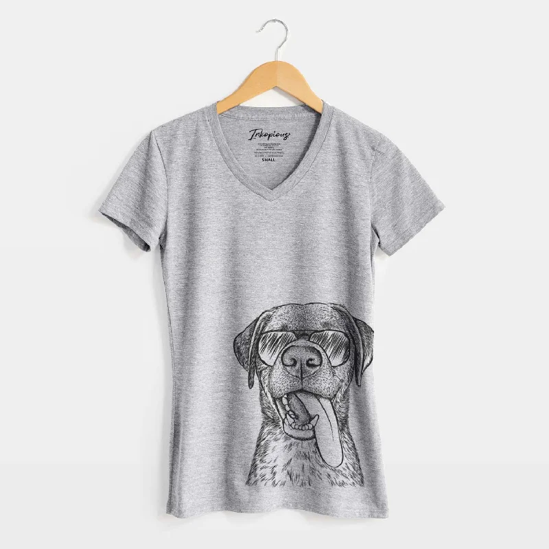Aviator Reese the Mixed Breed - Women's V-neck Shirt-- Mesh Blend Leather Blend Suede Blend Aviator Reese the Mixed Breed - Women's V-neck Shirt-- Mesh Blend Leather Blend Suede Blend