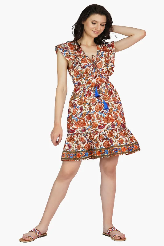 Serena Floral Mini Dress Fashionable Button-Front Mini Dress