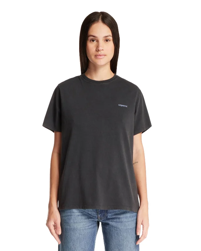 T-Shirt Con Logo Blu-- Notch Collar Peter Pan Collar Cowl Neck
