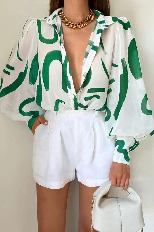 RUNAWAY THE LABEL Womens Fleetwood Blouse York Emerald Casual Stripe Blouse