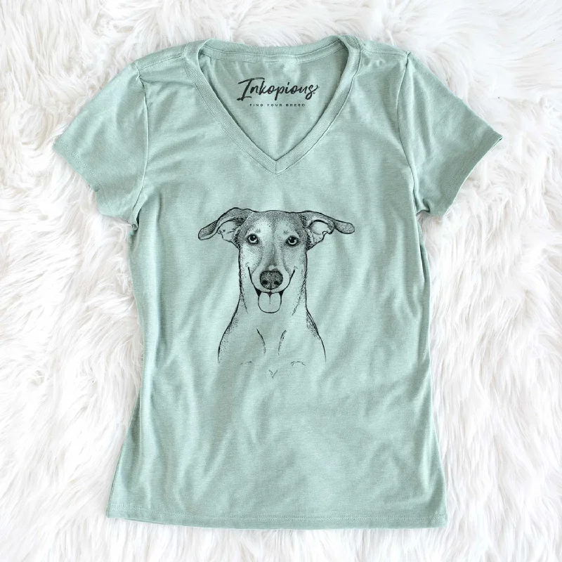 Bare Phoebe the Corgi Mix - Women's V-neck Shirt-- Collared Crew Neck Turtle Neck