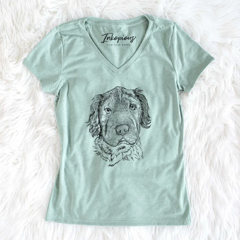 Bare Rex the Mini Hippo - Women's V-neck Shirt-- Knit Fabric Woven Fabric Fleece Fabric Bare Rex the Mini Hippo - Women's V-neck Shirt-- Knit Fabric Woven Fabric Fleece Fabric