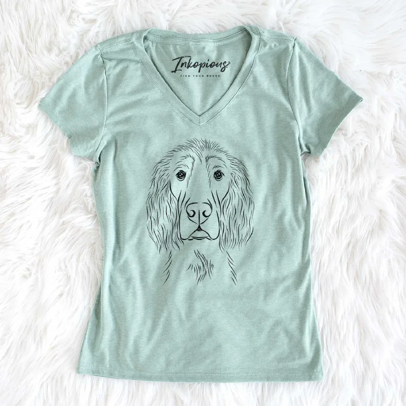 Bare Piper the Irish Setter - Women's V-neck Shirt-- Satin Fabric Silk Fabric Chiffon Fabric Bare Piper the Irish Setter - Women's V-neck Shirt-- Satin Fabric Silk Fabric Chiffon Fabric