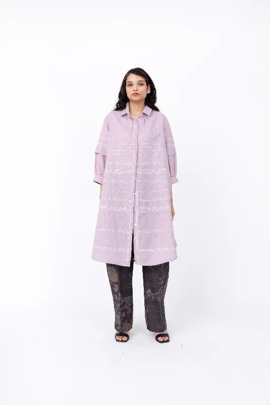 Pleated Fence Shirt-- Cotton Fabric Linen Fabric Terry Fabric