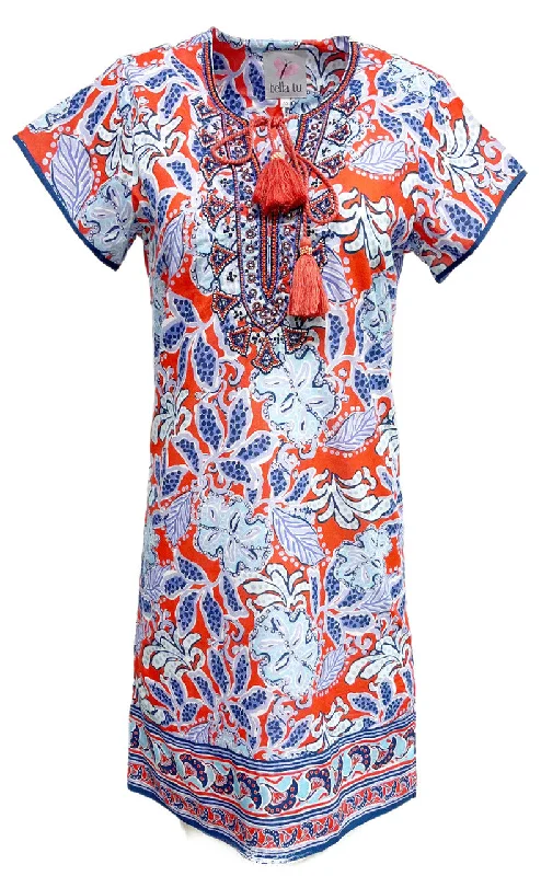 Red/Blue Liz Cap Sleeve Mini Dress Elegant Vintage Mini Dress