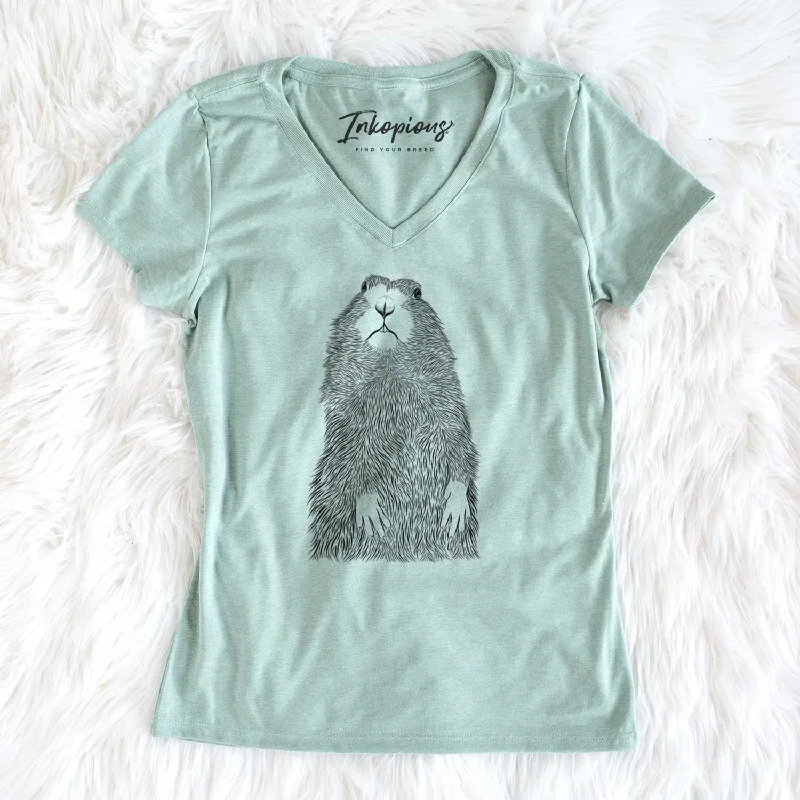 Bare Mr. Otis the Prairie Dog - Women's V-neck Shirt-- Fleece Nylon Spandex