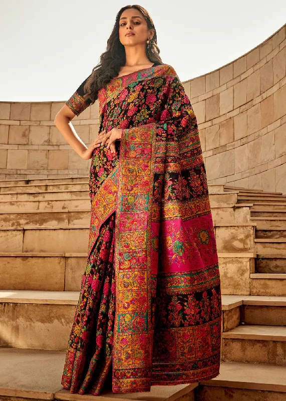 Women's Cotton Silk Black Woven Design Designer Saree With Blouse Piece Soft Satin Blouse Women's Cotton Silk Black Woven Design Designer Saree With Blouse Piece Soft Satin Blouse