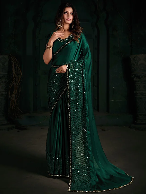 Women's Chiffon Teal green Embellished Designer Saree With Blouse Piece Embellished Collar Blouse Women's Chiffon Teal green Embellished Designer Saree With Blouse Piece Embellished Collar Blouse