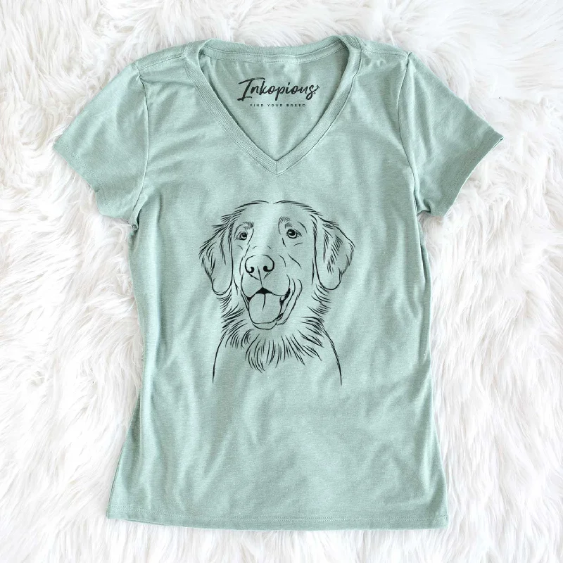 Bare Raisin the Flat Coated Retriever - Women's V-neck Shirt-- Layered Multi-layer Single Layer Bare Raisin the Flat Coated Retriever - Women's V-neck Shirt-- Layered Multi-layer Single Layer