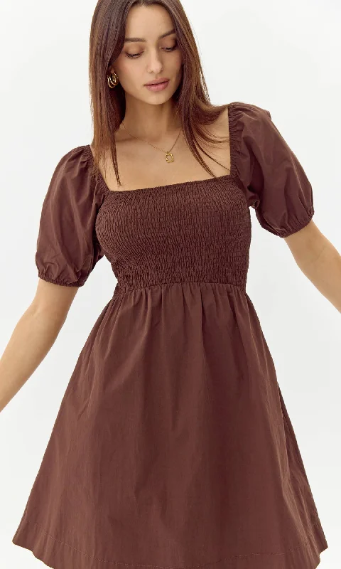 Eisie Poplin Smocked Mini Dress Cozy Sweater Mini Dress