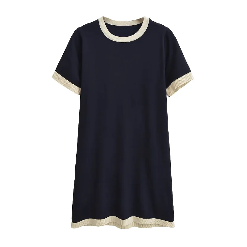 Contrast Trim Tee Mini Dress Elegant Floral-Print Mini Dress