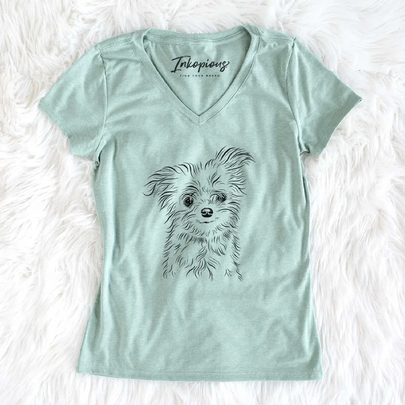 Bare Mr. Gucci Poochi the Maltese - Women's V-neck Shirt-- Seamless Knitted Crochet