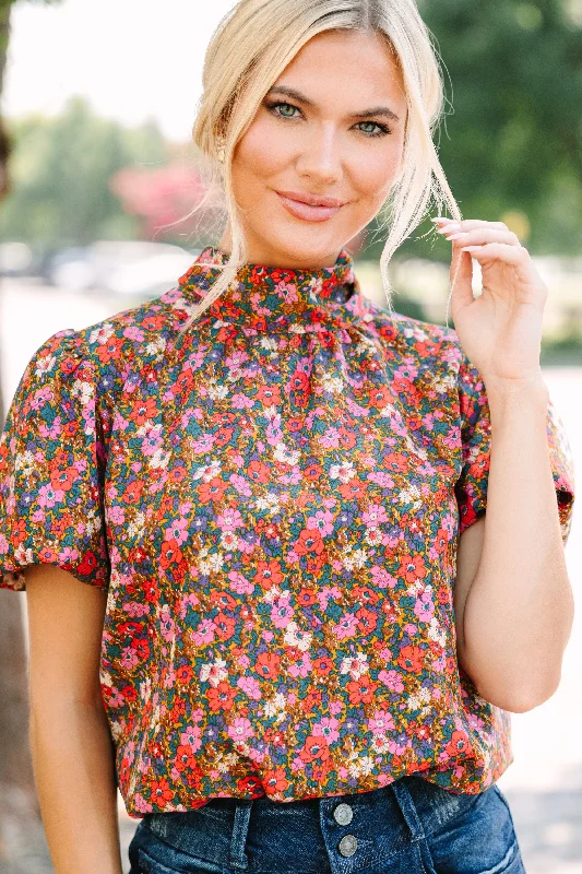 Can't Let You Go Gold Floral Blouse Elegant Embroidery Blouse