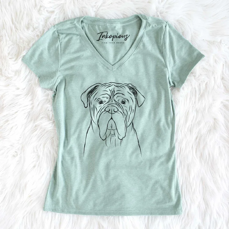 Bare Nolan the Bull Mastiff - Women's V-neck Shirt-- Front Pockets Side Pockets Patch Pockets Bare Nolan the Bull Mastiff - Women's V-neck Shirt-- Front Pockets Side Pockets Patch Pockets