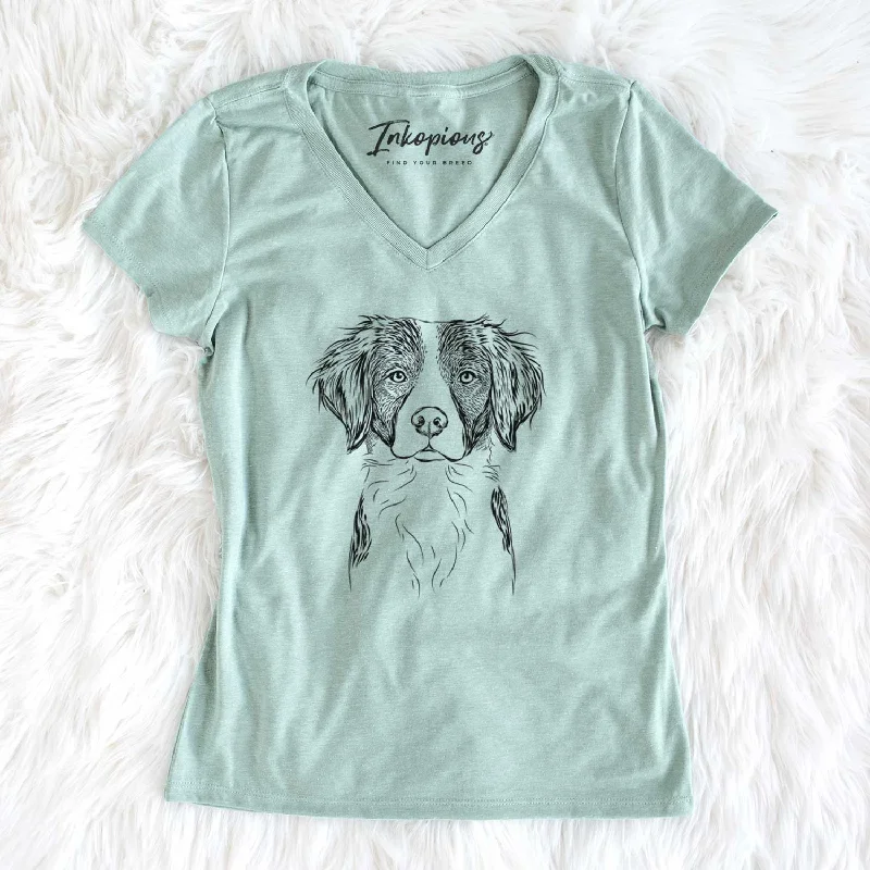 Bare Remi the Brittany - Women's V-neck Shirt-- Satin Blend Silk Blend Wool Blend