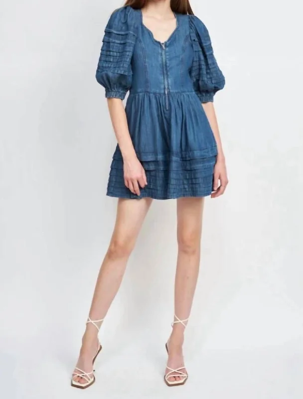 Sere Mini Dress In Denim Fashionable Party Mini Dress