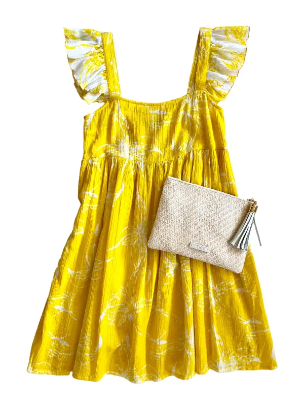 Yellow Celaya Elizabeth Crinkle Mini Dress Cozy Wraparound Mini Dress