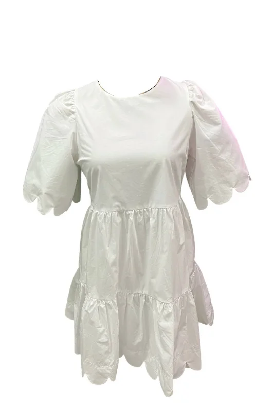 Keeping Up Mini Dress In White Comfortable Off-Shoulder Mini Dress