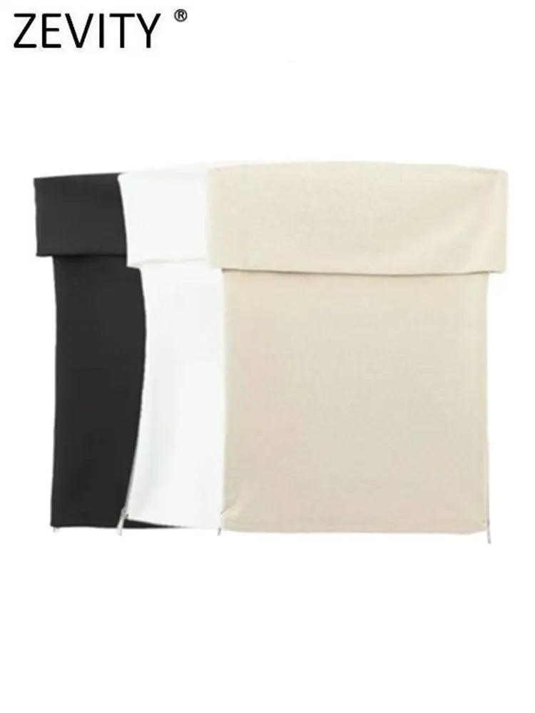 Zevity Women Sexy Off-Shoulder Blouse: Chic Zip-Up Fashion Statement Drape Neck Blouse