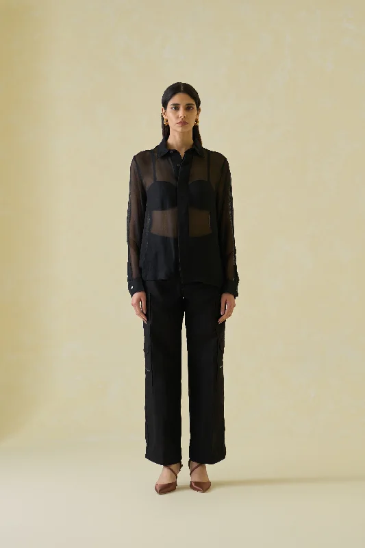 Silk-Mesh Boxy Shirt-- Plaid T-Shirt Polka Dot Checkered