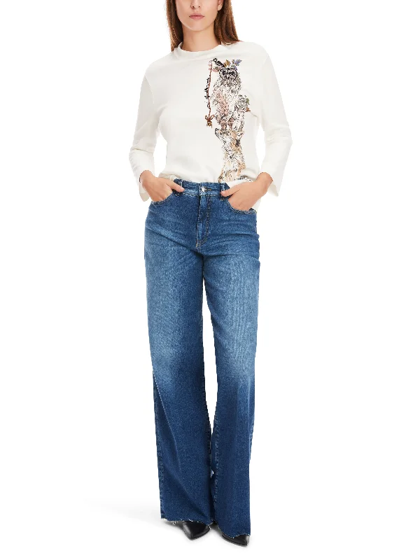 MARC CAIN Off White T shirt-- Sequined Glittery Shiny