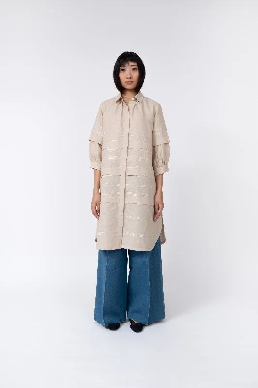 Pleated Fence Shirt-- Front Pockets Side Pockets Patch Pockets