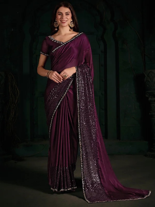 Women's Chiffon Magenta Embellished Designer Saree With Blouse Piece Textured Cotton Blouse Women's Chiffon Magenta Embellished Designer Saree With Blouse Piece Textured Cotton Blouse